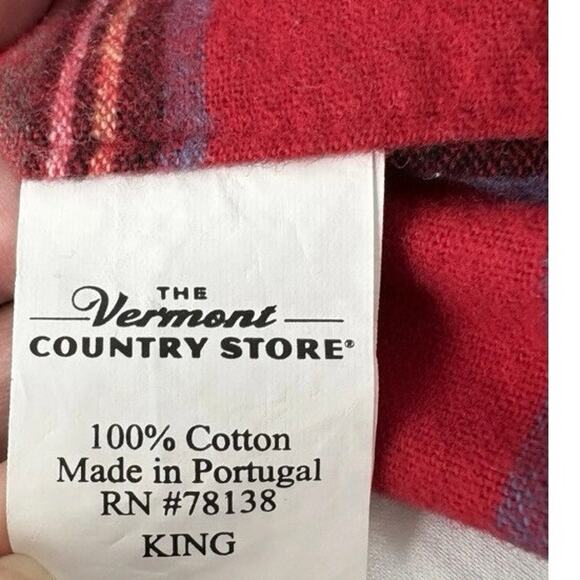Set of 2 Vermont Country Store King Pillowcases Red Tartan Plaid Flannel - Picture 4 of 6